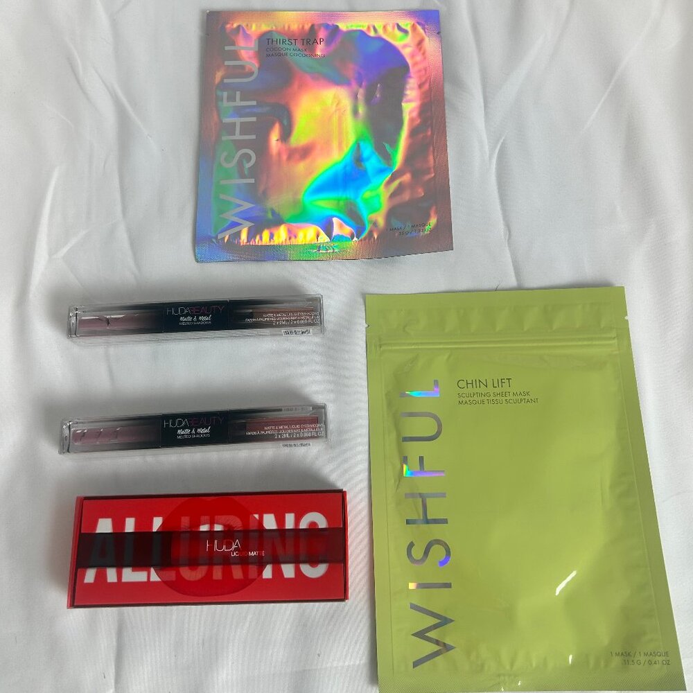 Huda Beauty Bundle 2 Mask, 2 Melted Shadows, 1 Lip, 5 AWESOME items!